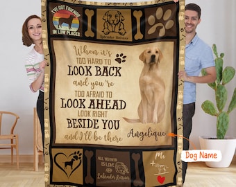 Personalized Name Labrador Retriever Dog Fleece Blanket, Custom Dog Name Blanket, Housewarming Gift For Dog Lover, Birthday Gift For Her Him