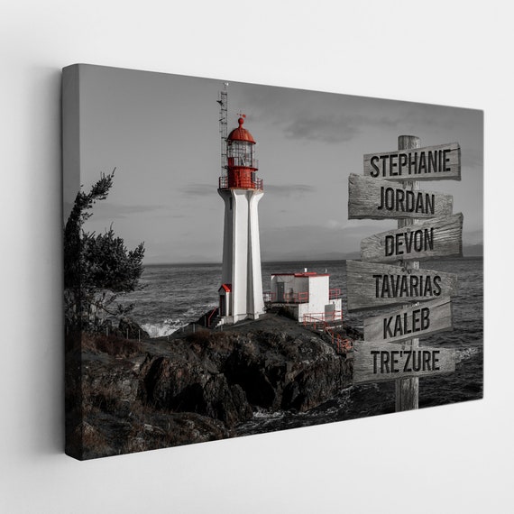 Personalized Sheringham Lighthouse Canvas Wall Art With Name Framed, Custom Name Sign, Family Street Sign Canvas, Wedding Anniversary Gift - Etsy
