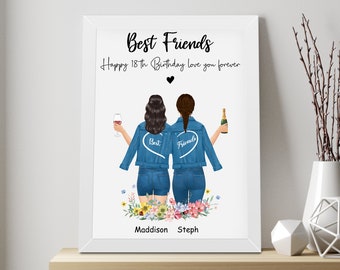 30th 40th 50th Best Friend Birthday Gifts Personalised, Best Friend Print Gift Christmas, Picture Frame, Birthday Gift For Her Best Friend
