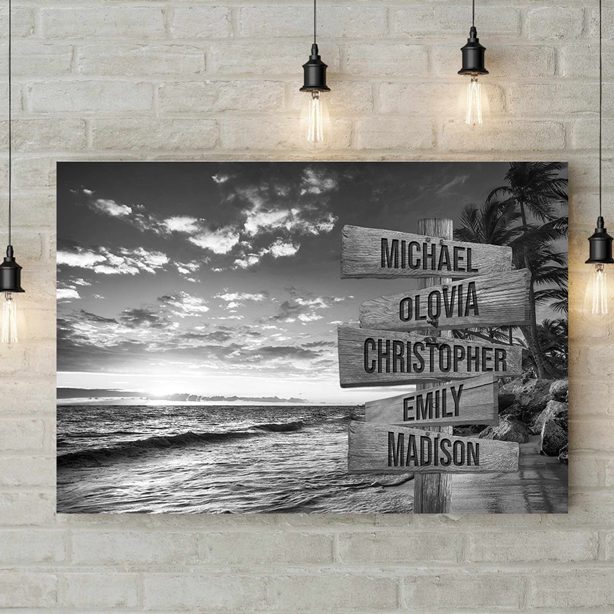 Custom Name Sign - Personalized Family Street Sign Canvas Wall Art With ...