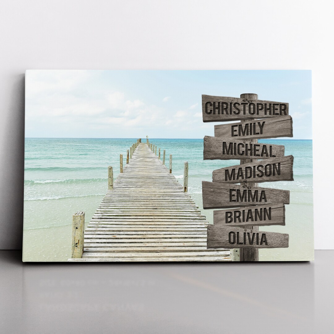 Custom Street Sign Wall Art With Personalized Family Name Canvas, Ocean ...