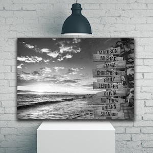 Custom Name Sign - Personalized Family Street Sign Canvas Wall Art with Last Name for Home Decor, Handcrafted Wooden, Perfect Christmas Gift