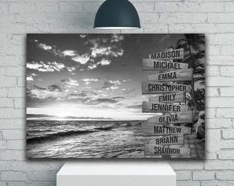 Custom Name Sign - Personalized Family Street Sign Canvas Wall Art with Last Name for Home Decor, Handcrafted Wooden, Perfect Christmas Gift