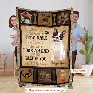 Personalized Name French Bulldog Dog Fleece Blanket, Custom Dog Name Blanket, Housewarming Gift For Dog Lover, Birthday Gift For Her Him