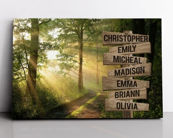 Personalized Sunshine Forest Canvas Wall Art With Name Framed, Custom Name Sign Framed, Family Street Sign Canvas, Wedding Anniversary Gifts