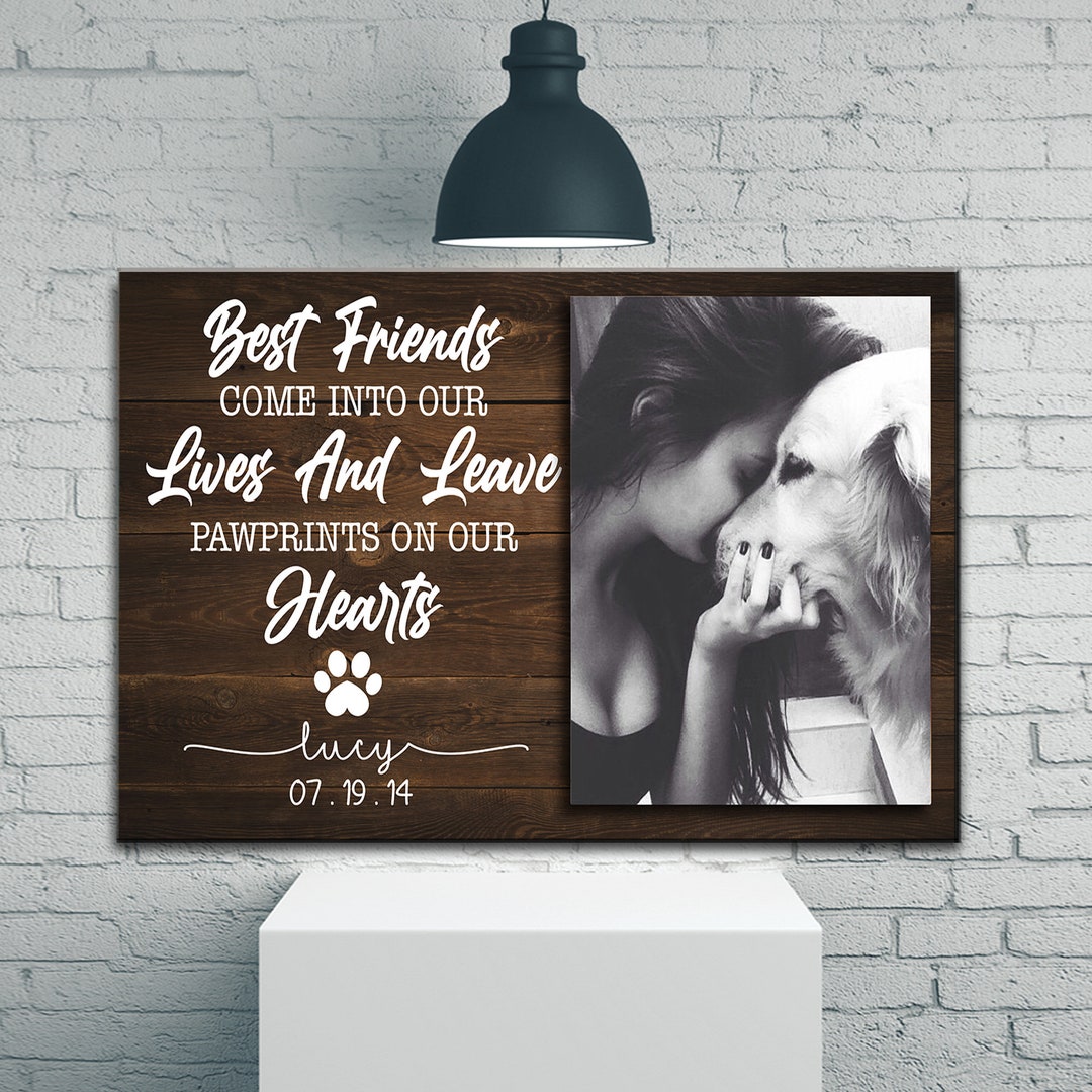 Personalized Photo Pet Memorial Canvas, Cat Dog Loss, Best Friends Come ...