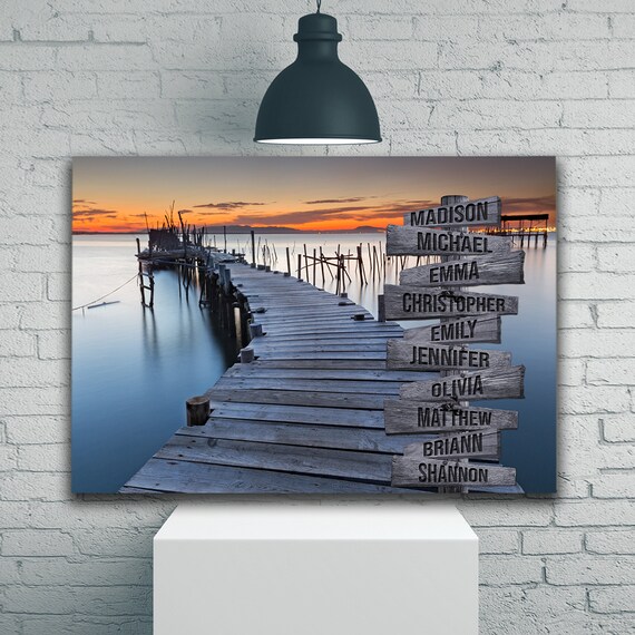 Lake Dock Personalize Canvas Wall Art With Name Family Street - Etsy