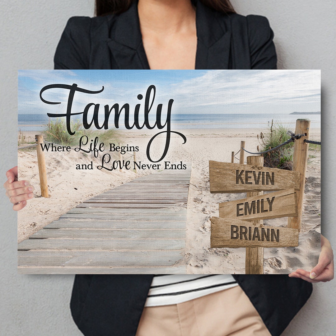 Custom Name Sign, Personalized Family Street Sign Canvas Wall Art With ...