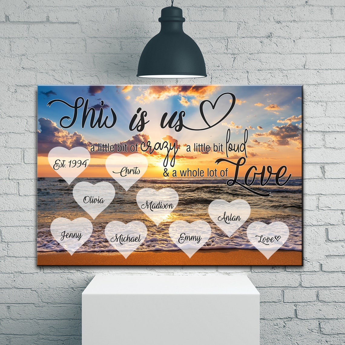Personalized Family Names Ocean Sunset Premium Canvas A Etsy