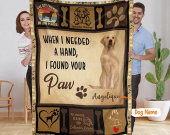 Personalized Name Labrador Retriever Dog Fleece Blanket, Custom Dog Name Blanket, Housewarming Gift For Dog Lover, Birthday Gift For Her Him