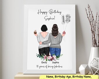 30th 40th 50th Best Friend Birthday Gifts Personalised, Best Friend Print Gift Christmas, Picture Frame, Birthday Gift For Her Best Friend