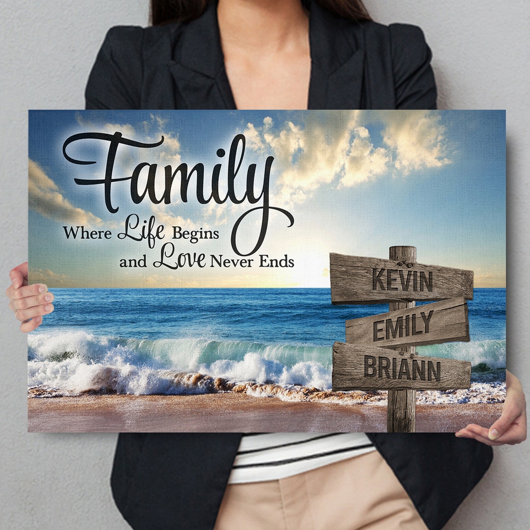 Custom Name Sign, Personalized Family Road Signs Canvas Wall Art With ...