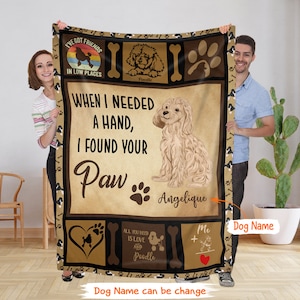 Personalized Name Poodle Dog Fleece Blanket, Custom Dog Name Blanket, Housewarming Gift For Dog Lover, Birthday Gift For Her Him, Home Decor
