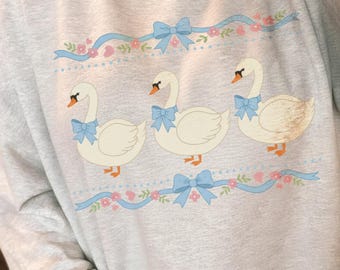 Cute Goose PNG, Cottagecore Goose Clipart, Cute 1980s Groovy Aesthetic Clipart, Goose Coquette, Ugly Sweater, Digital PNG