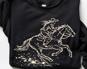Vintage Cowboy Horse PNG | Western Rider Line Art | Retro Western Cowboy Illustration | Horse Riding Sublimation PNG | Digital Download