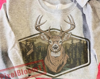 Vintage Deer Png, Whitetail Buck Png, Hunting Nature Graphic Png, Retro Forest Wildlife Design, Outdoors Shirt Png