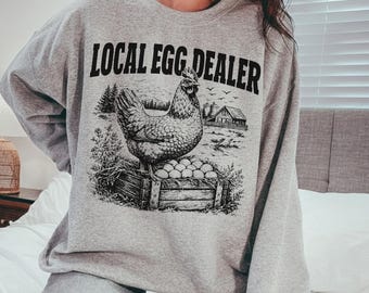 Local Egg Dealer PNG | Funny Chicken Farm Design | Vintage Farmhouse Hen Illustration | Farmcore Sweatshirt Sublimation | Retro Country PNG
