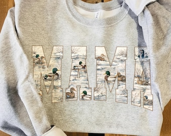 Mama Duck PNG | Vintage Mallard Mama Typography | Rustic Wildlife Nature Design | Sublimation Digital Download
