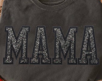MAMA Rhinestone PNG | Sparkly Mama Sweatshirt Design | Glitter Lettering Mom Digital Download