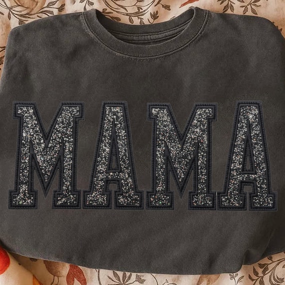 MAMA Rhinestone PNG | Sparkly Mama Sweatshirt Design | Glitter Lettering Mom Digital Download