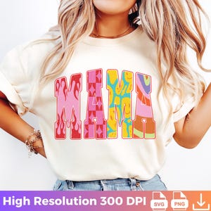 Trendy Varsity Mama PNG SVG Design: Retro Groovy Sublimation (Digital Download
