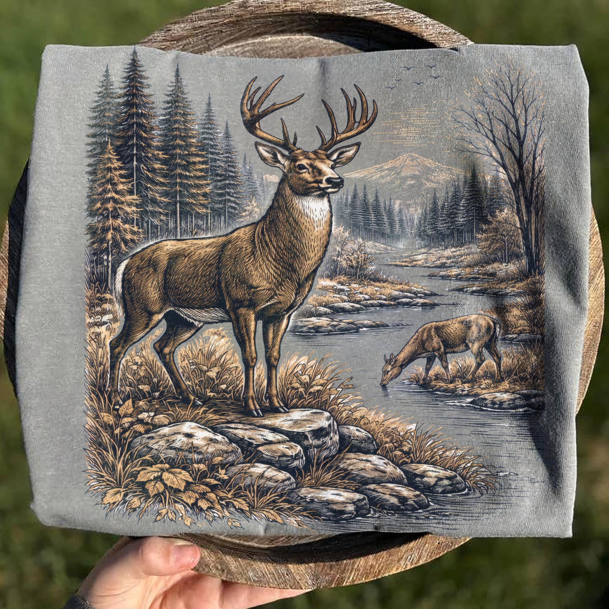 Vintage Deer PNG, Wildlife Sublimation Design, Rustic Forest Hunting ...