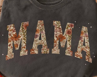 Boho Mama Shirt PNG Sublimation | Retro Floral Mother's Day Shirt Design | Vintage Flowers Mama Life Digital Download Clipart