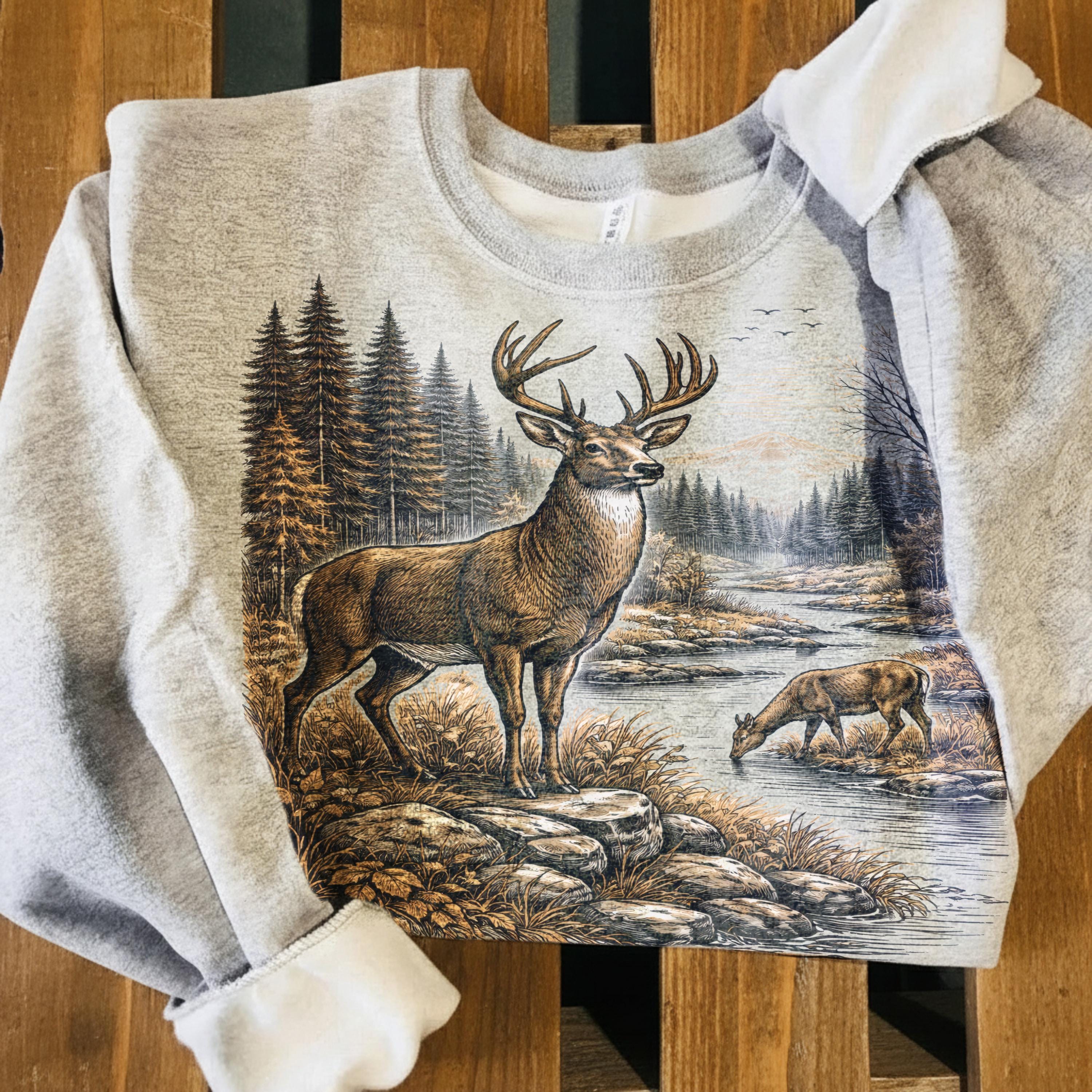 Vintage Deer PNG, Wildlife Sublimation Design, Rustic Forest Hunting ...