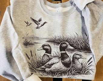 Vintage Mallard Duck PNG | Retro Duck Hunting Illustration | Rustic Wildlife Nature Art | Sublimation Design | Printable Digital Download