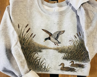 Vintage Stockente PNG | Jagd Sublimation | Retro Nature Sumpfgebiet Kunstdruck