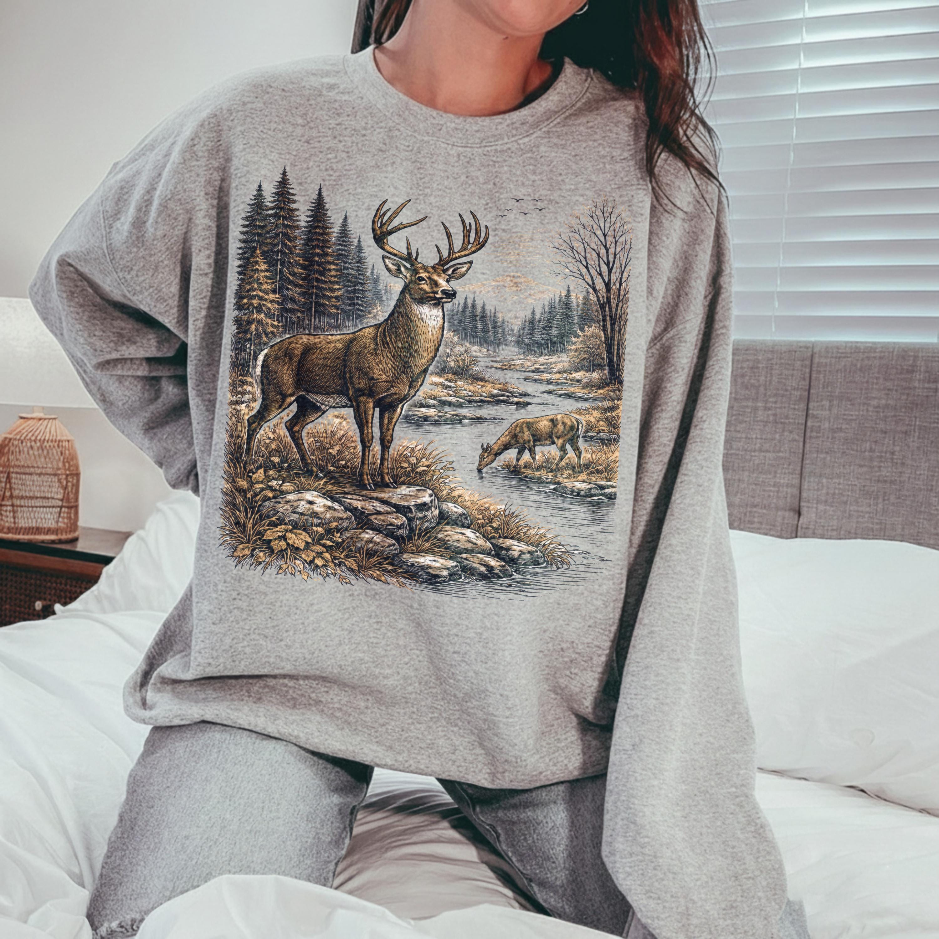 Vintage Deer PNG, Wildlife Sublimation Design, Rustic Forest Hunting ...