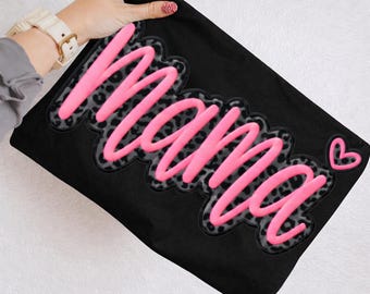 Mama PNG Sublimation | Neon Pink Leopard Mama Shirt Design | Trendy Mom Graphic Digital Download Clipart