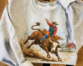 Vintage Cowboy Rodeo PNG | Bull Riding Western Art | Rodeo Cowboy Shirt Design | Western Sublimation PNG | Digital Download