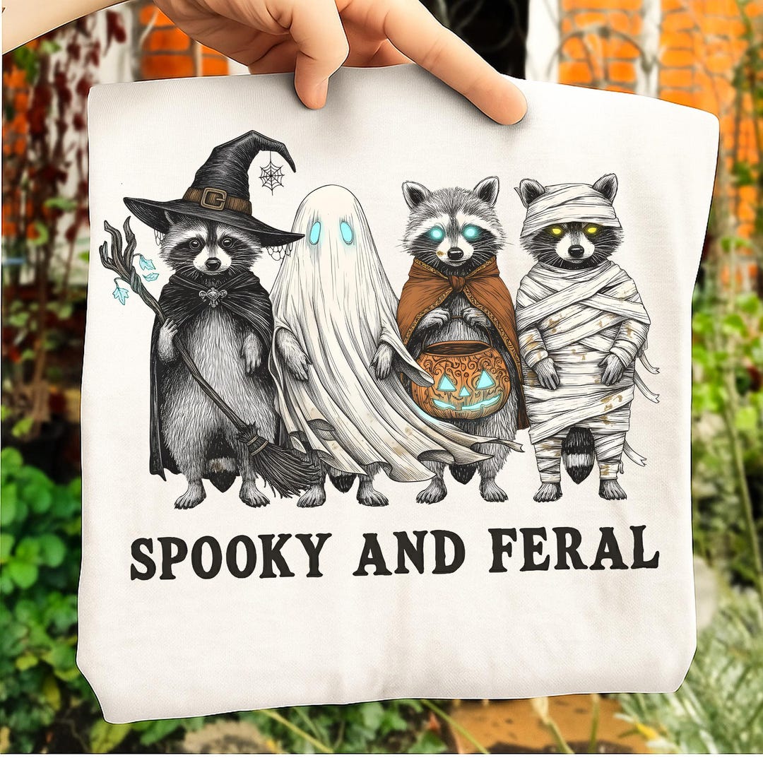Retro Spooky Raccoon PNG: Halloween Ghost Design (digital Download) - Etsy