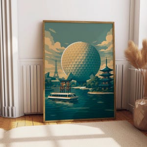 Poster Print | Vintage Travel-Inspired Wall Art | Spaceship Earth & World Showcase Decor | Digital Download
