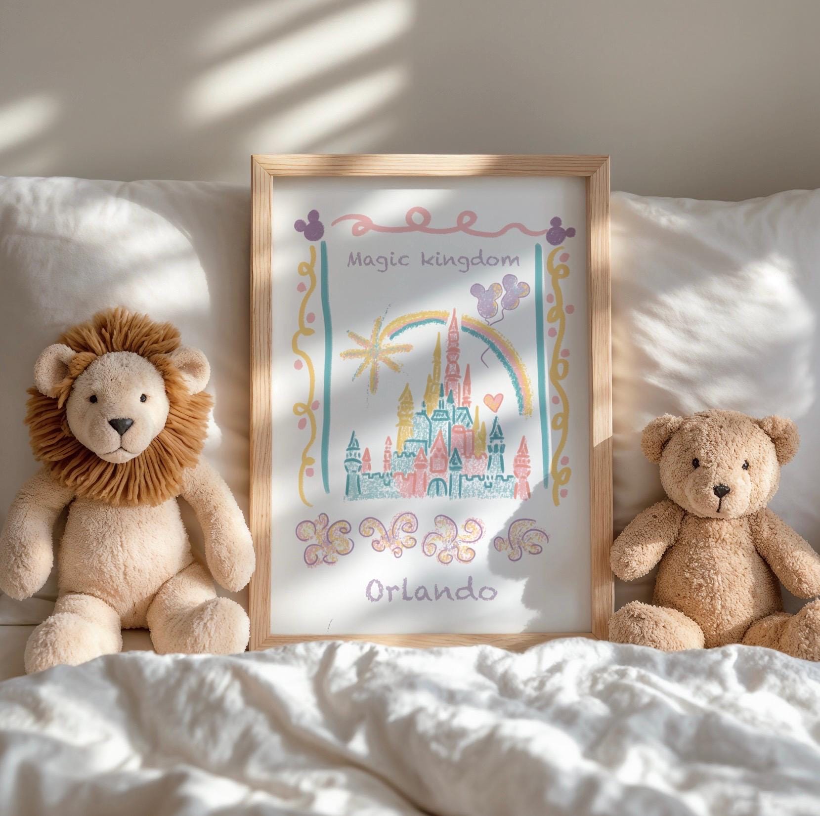 Whimsical Castle Crayon Art Print | Children’s Fairytale Theme Park ...