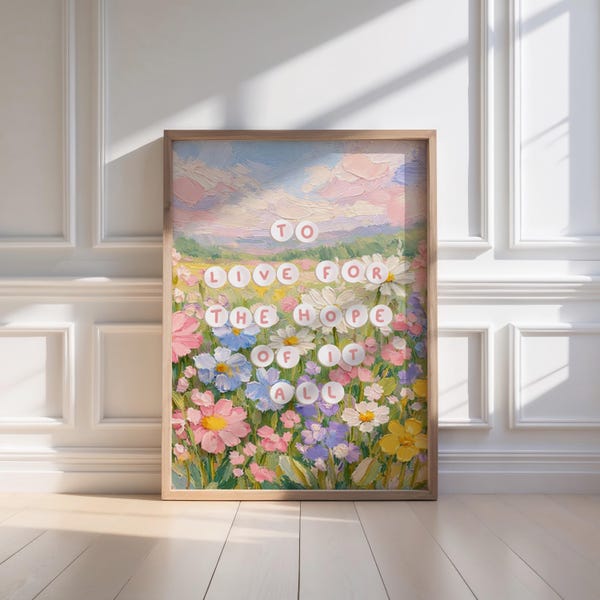 Floral Meadow Quote Art Print | Pastel Wildflower Landscape (Digital Download)