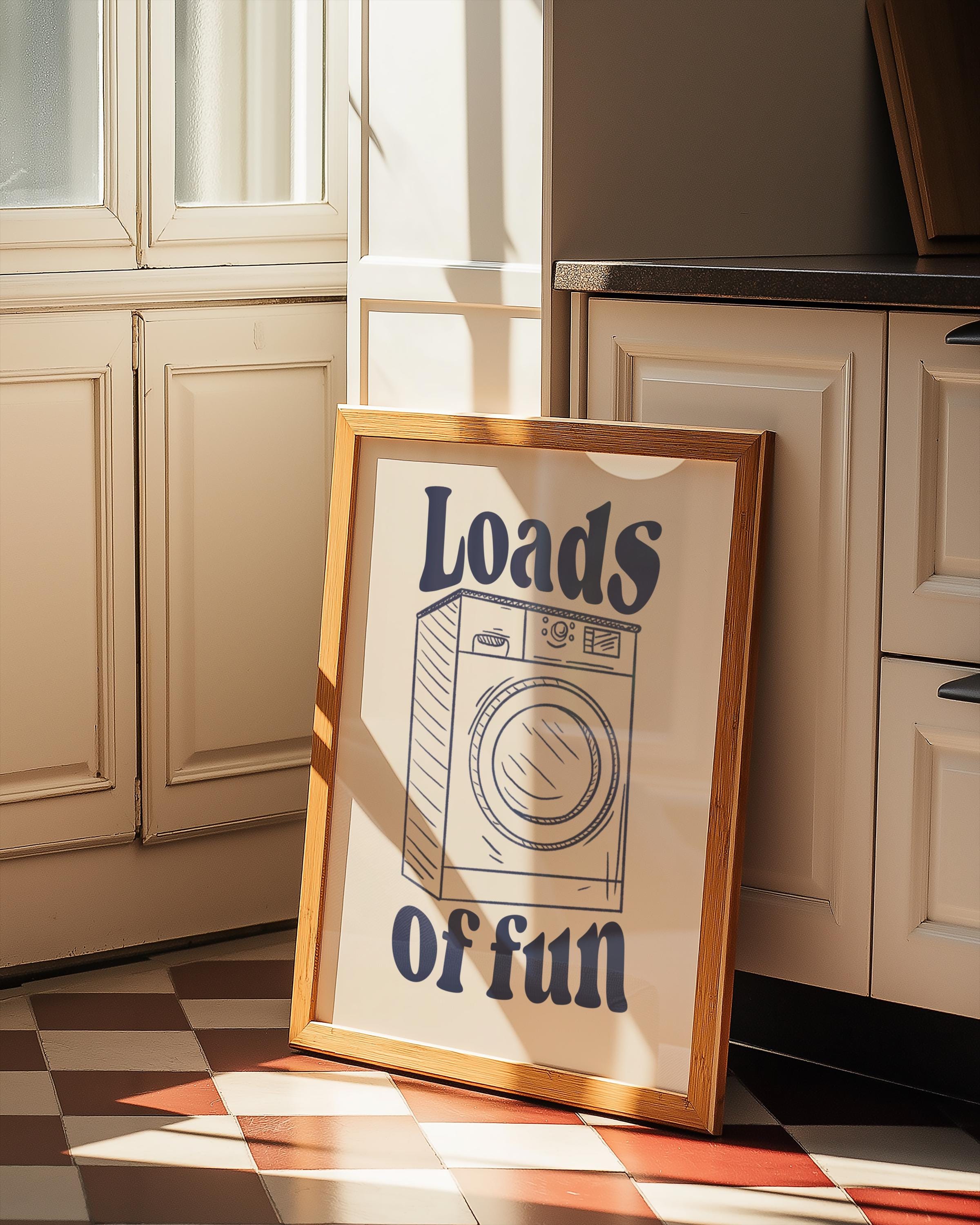 Retro Laundry Room Art Print | Funny Washing Machine Sketch (digital ...