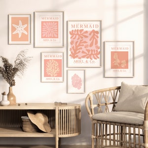 Korallen Meerjungfrau Matisse Print Set 6 Abstrakt druckbare Wand Kunst Ausstellung Poster Moderne Kunst Drucke Minimalist Gallery Set DIGITAL DOWNLOAD