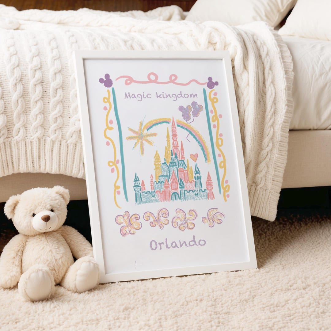 Whimsy Works Castle Whimsical Castle Crayon Art Print | Children’s Fairytale Theme Park ...