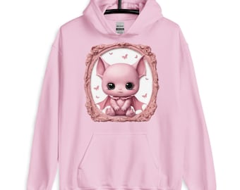Kawaii pastel goth kawaii murciélago rosa sudadera con capucha unisex