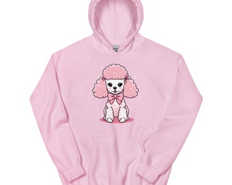 Kawaii Pink Poodle Unisex Hoodie Retro kitschy cute puppy