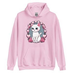 Retro sweet Kawaii kitty sweatshirt  pink pastel sweet Unisex Hoodie