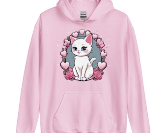 Retro dulce Kawaii kitty sudadera rosa pastel dulce sudadera con capucha unisex