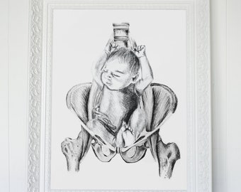 Breech Presentation Two: Birth/Doula Art Printable