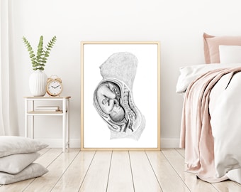 Unborn Child In The Womb: Birth/Doula Art Printable