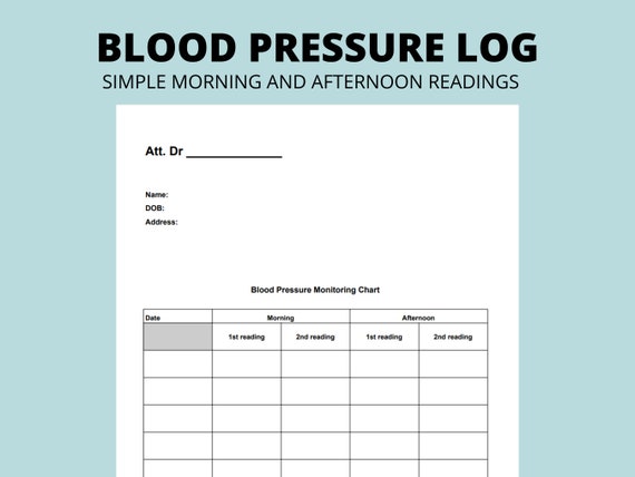 Easy Blood Pressure Chart With Morning and Afternoon Readings