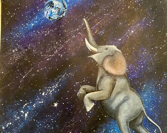 Elephant painting in space