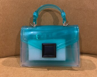 clear blue purse