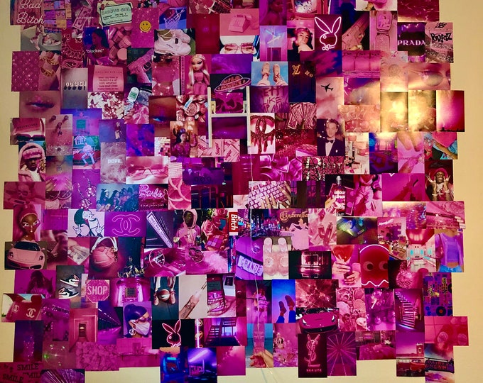 Neon Pink Collage Kit Etsy